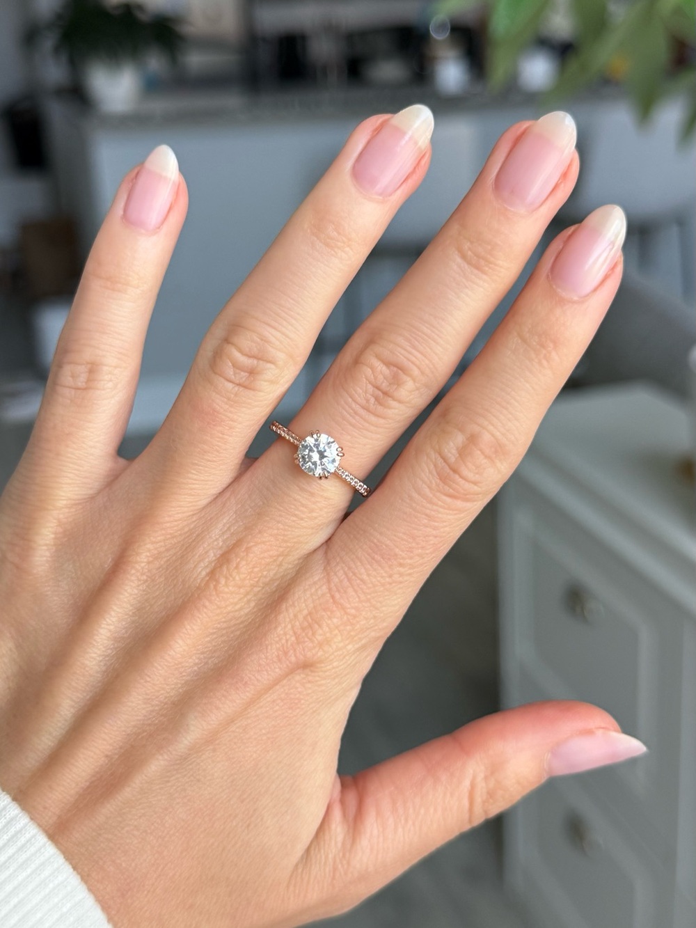 Swarovski Rose Gold-Tone Solitaire Ring with Pavé Band